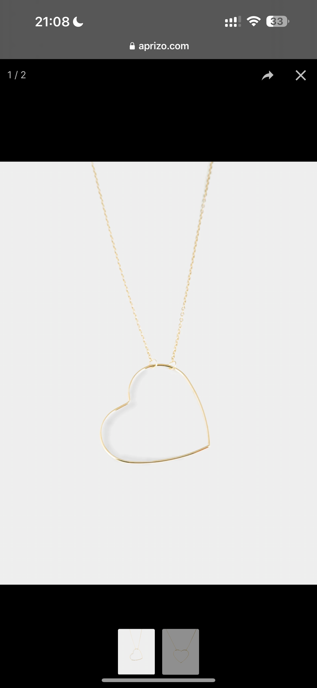 Qalbia, collier fin doré avec pendentif cœur filaire – OZ’anges