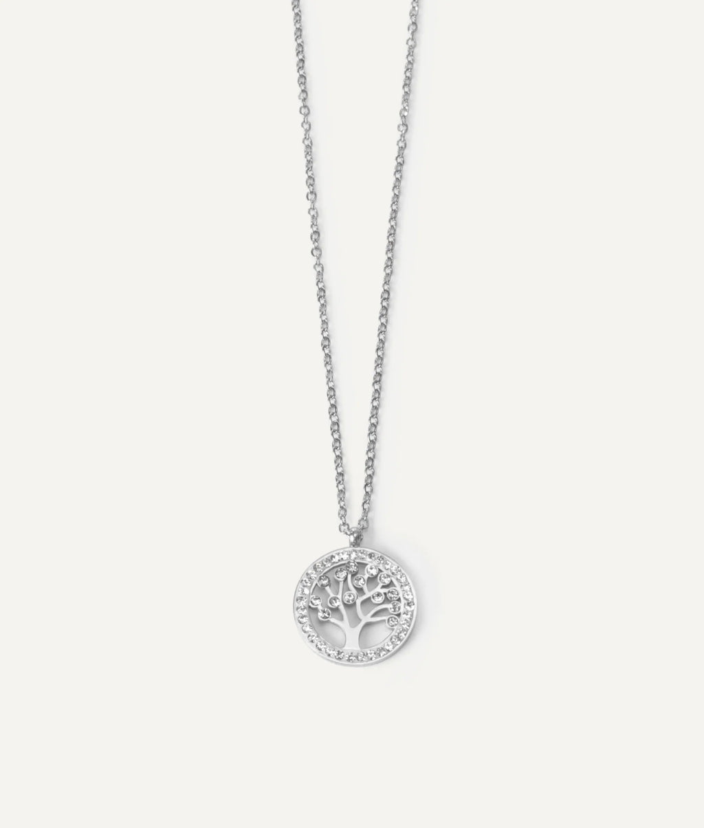 Iliana, collier arbre de vie argenté sur fond blanc – OZ’anges