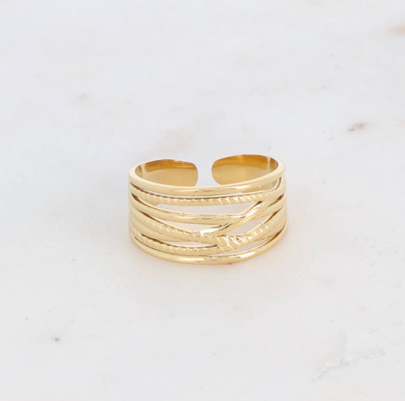 Alya, bague multirang dorée en acier inoxydable – OZ’anges