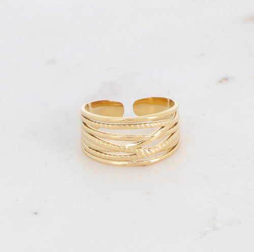 Alya, bague multirang dorée en acier inoxydable – OZ’anges