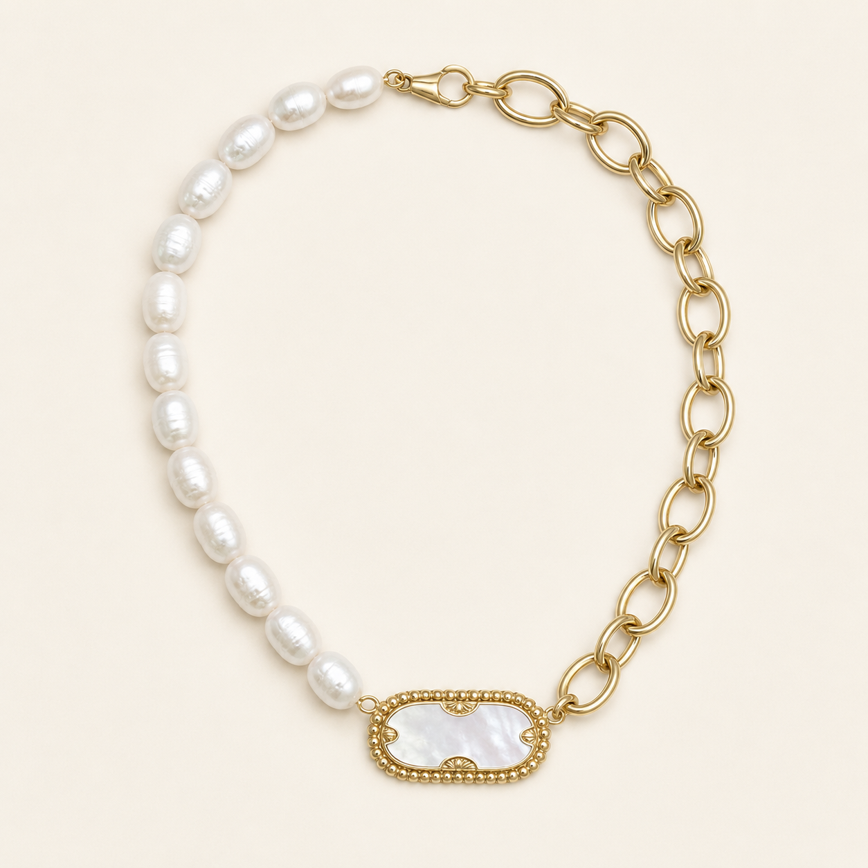 Perlaya, collier asymétrique doré, perles et nacre – OZ’anges