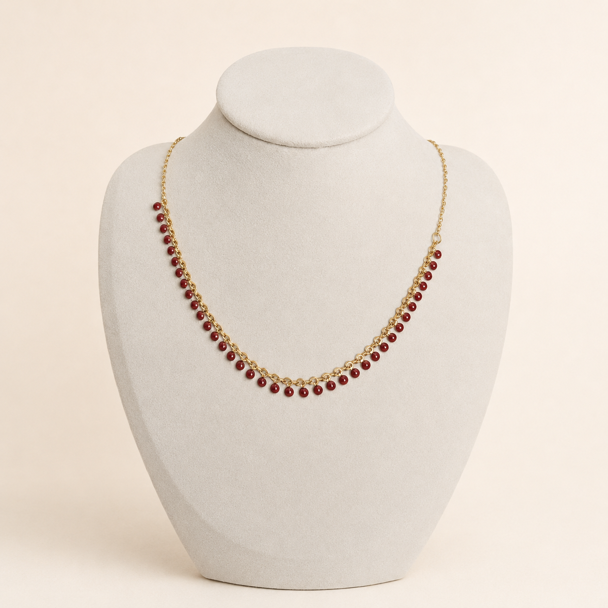 Alméa — Collier doré à pampilles rouges – OZ’anges