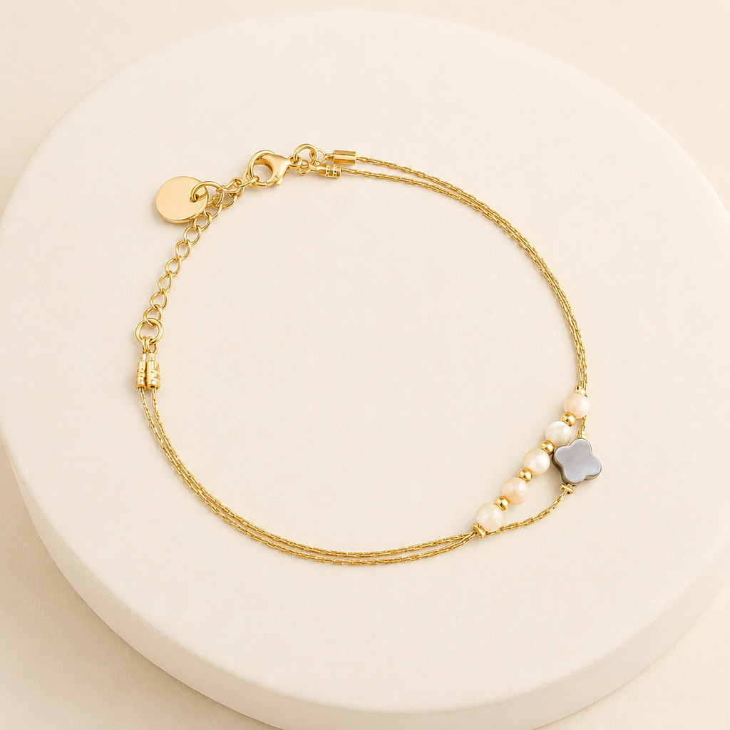 Dounia — Bracelet nacré doré ajustable – OZ’anges