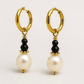 Mina, boucles dorées aux perles noires et nacrées – OZ’anges