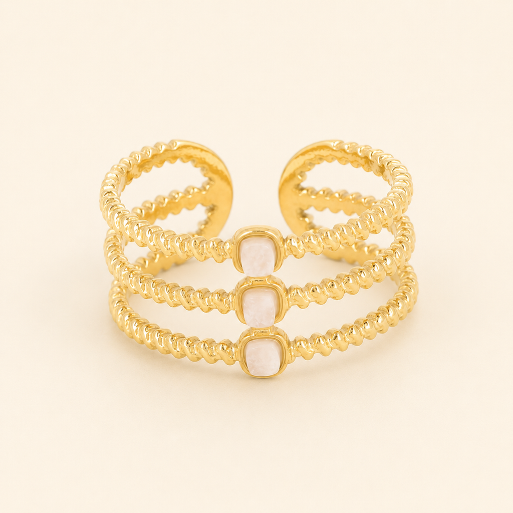 Nacréa — Bague dorée multirang nacrée – OZ’anges