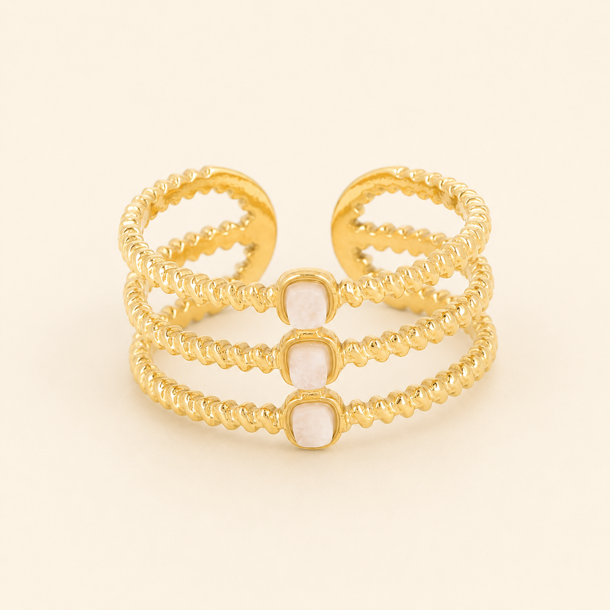 Nacréa — Bague dorée multirang nacrée – OZ’anges