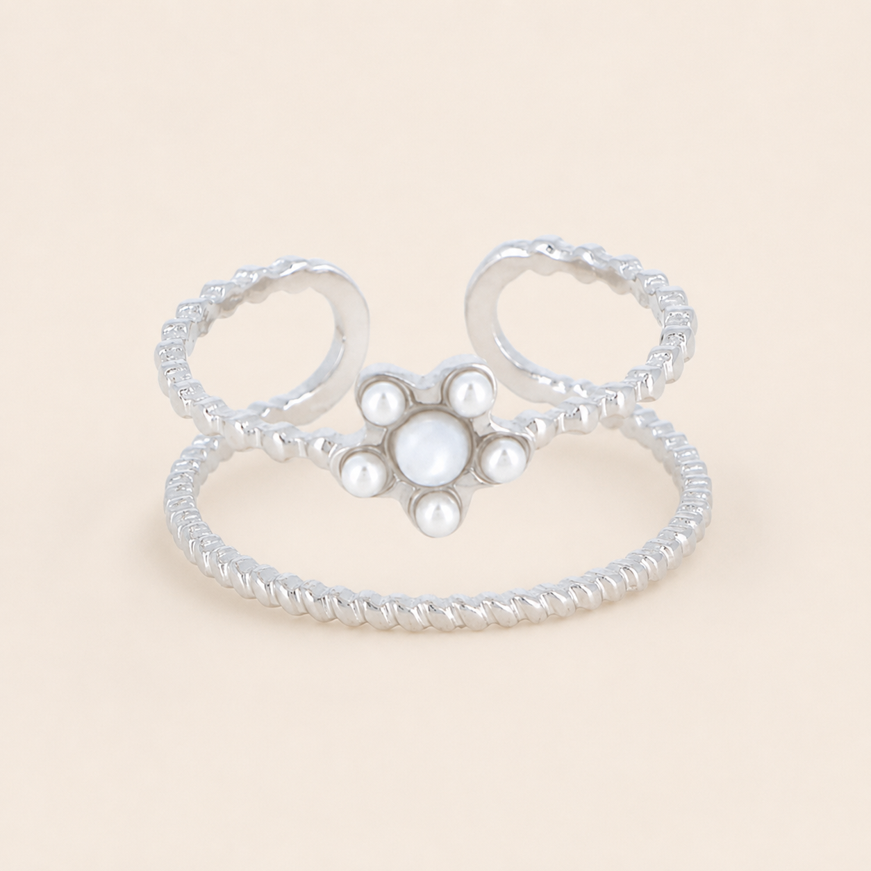 Perlia — Bague argentée multirang aux perles – OZ’anges
