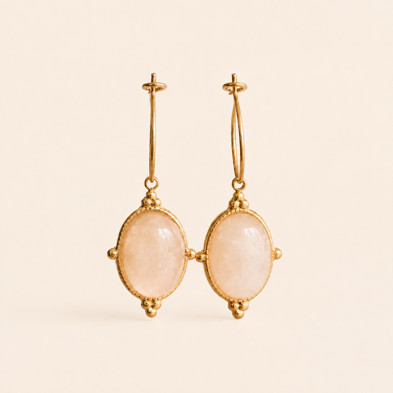 Rosélia — Boucles dorées à pierre rose – OZ’anges